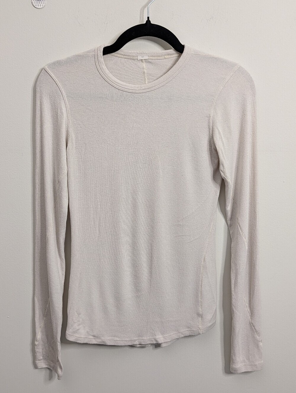 lululemon White Ribbed Long-Sleeve Top Size S